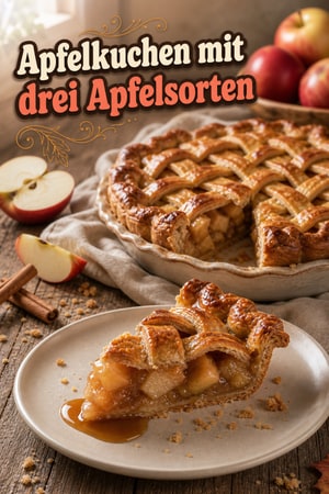Apfelkuchen mit drei Apfelsorten & Kruste