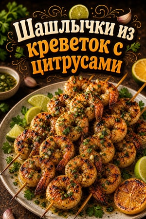 Шашлычки из креветок с чесноком и цитрусами: яркий рецепт