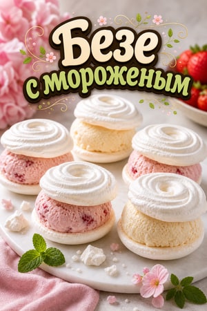 Воздушные сэндвичи из меренги «Облака» с мороженым