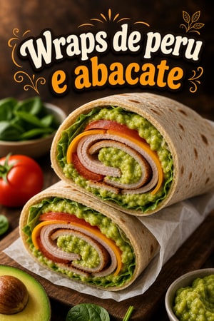 Wraps de Peru e Abacate Proteicos para Lanche Escolar