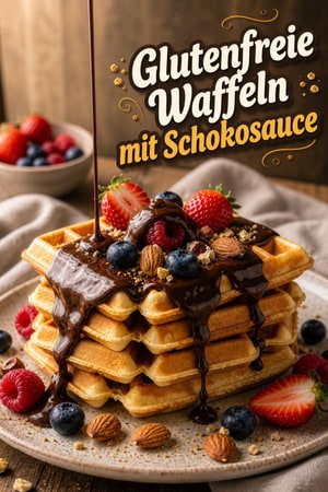 Knusprige glutenfreie Waffeln mit Schokoladensauce