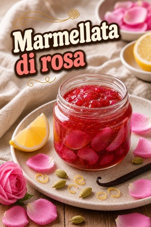 Marmellata di petali di rosa: limone, vaniglia, cardamomo