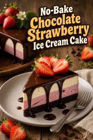 Easy No-Bake Chocolate Strawberry Ice Cream Cake for Summer