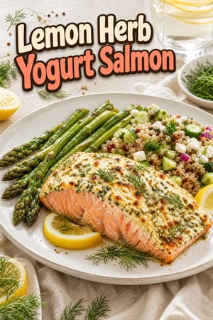 Lemon Herb Greek Yogurt-Marinated Salmon