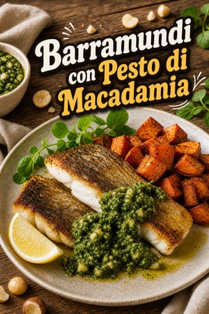 Barramundi in Padella con Pesto di Noci Macadamia