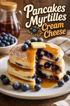 Pancakes Moelleux Fourrés aux Myrtilles et Cream Cheese