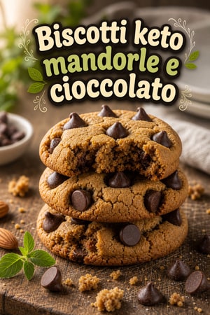 Biscotti morbidi al burro di mandorle keto con cioccolato