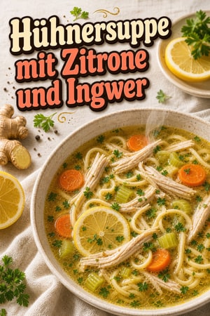 Beruhigende Zitronen-Ingwer-Hühnersuppe für Erkältung