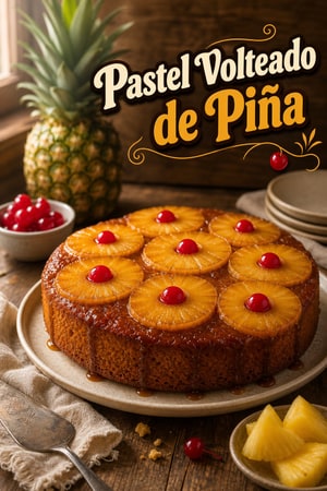 Pastel Volteado de Piña Clásico con Cerezas Marrasquino