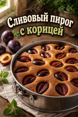 Классический сливовый пирог с корицей и сахаром