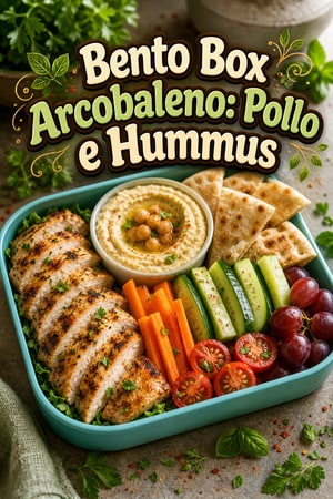 Bento Box Arcobaleno: Pollo e Hummus per la Scuola