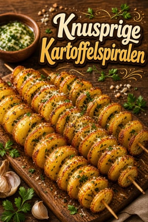 Knusprige Kartoffelspiralen mit Knoblauch-Kräuter-Butter