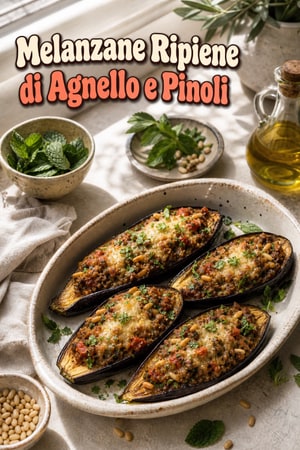 Melanzane Ripiene di Agnello e Pinoli