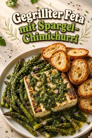 Gegrillter Feta mit Spargel-Chimichurri