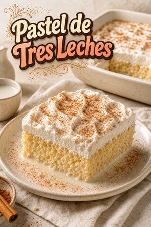 Auténtico Pastel de Tres Leches con Crema Batida