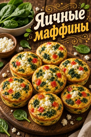 Протеиновые яичные маффины с творогом и шпинатом