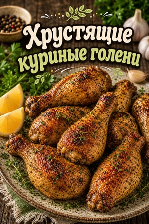 Хрустящие запеченные куриные голени с чесноком и травами