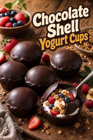 Chocolate Shell Yogurt Cups with Fresh Fruit & Granola