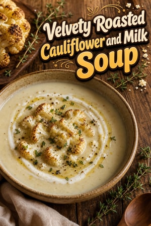 Velvety Roasted Cauliflower and Milk Soup with Thyme