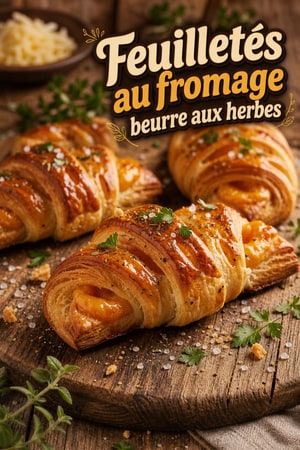 Griffes feuilletées au fromage, glaçage beurre aux herbes