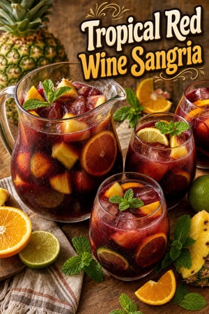 Latino-Style Tropical Red Wine Sangria with Brandy