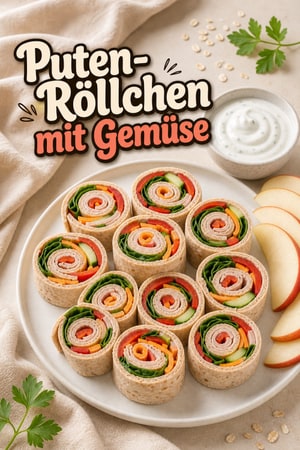 Mini-Puten-Gemüse-Röllchen mit Joghurtranch, kindgerecht