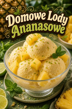 Kremowe domowe lody ananasowe ze świeżych owoców