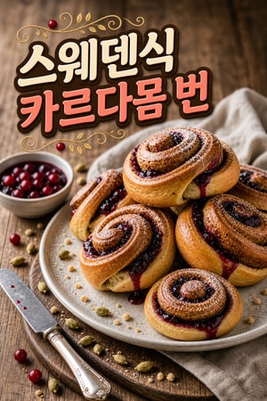 저당 링곤베리 잼을 품은 부드러운 스웨덴 카르다몸 번 레시피