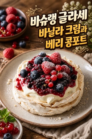 바슈랭 글래세 - 바닐라 크림과 베리 콩포트를 곁들인 프렌치 메렝게 디저트