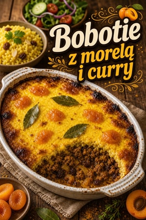 Bobotie (Południowa Afryka) z morelowo-kurkumowym kremem