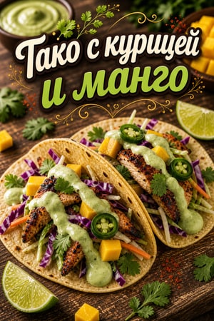 Острые тако с курицей и манго — с лаймовой сальсой
