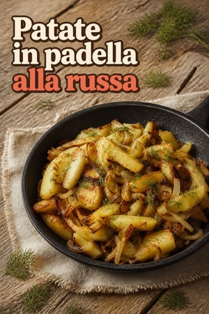 Patate fritte alla russa con cipolla e aneto