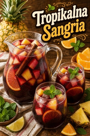 Latynoska Sangria z owocami tropikalnymi i brandy