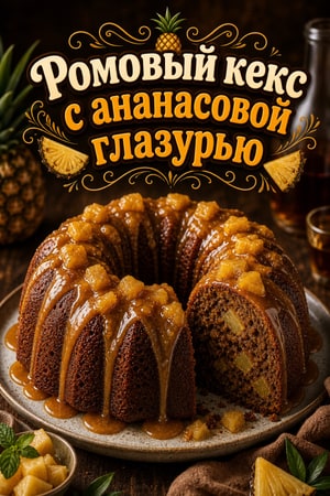 Влажный кекс с тёмным ромом и глазурью из коричневого масла