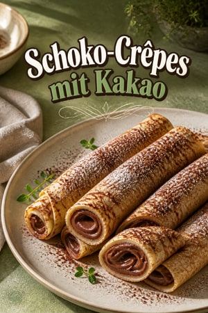 Schokoladengefüllte Crêpes mit Kakaopulver