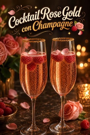 Cocktail Rose Gold per Anniversari con Champagne