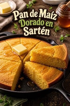 Pan de Maíz Dorado en Sartén con Miel y Buttermilk