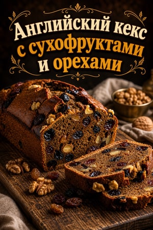 Деревенский английский фруктовый кекс с орехами с ромом