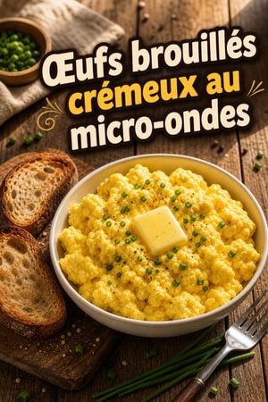 Œufs brouillés crémeux au micro-ondes pour le petit-déjeuner