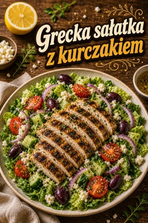Grecka sałatka z kurczakiem i cytrynowym vinaigrette