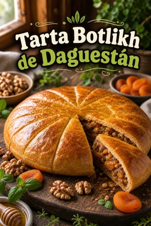 Tarta Botlikh de Daguestán con nueces y albaricoques
