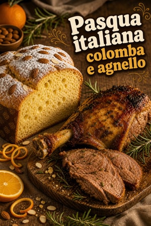 Colomba di Pasqua e cosciotto d'agnello alle arance
