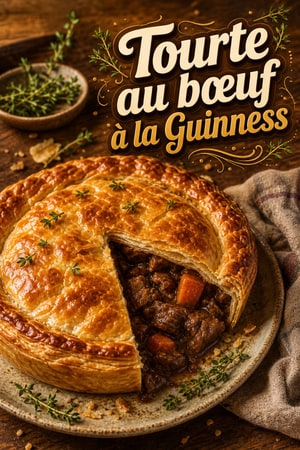 Tourte au bœuf et à la Guinness, pâte feuilletée croustillante