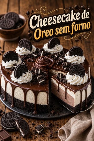 Cheesecake de Oreo sem forno, recheio cremoso de chocolate