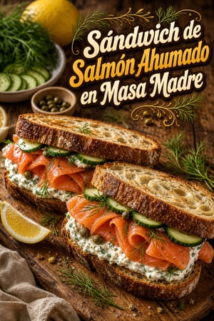 Sándwich de Salmón Ahumado en Masa Madre con Queso Crema