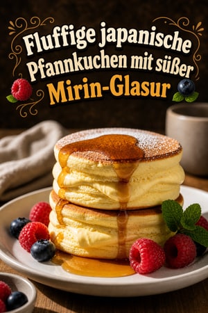 Fluffige japanische Pfannkuchen mit süßer Mirin-Glasur