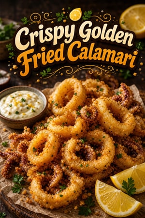 Crispy Golden Fried Calamari with Lemon and Garlic Aioli