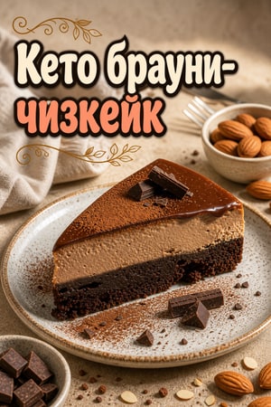 Кето брауни-чизкейк с миндальной корочкой без глютена