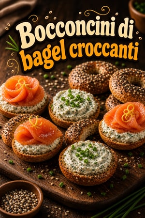 Bocconcini croccanti di bagel con crema alle erbe veloci