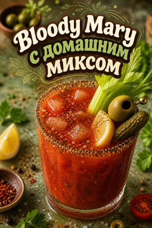 Классический Bloody Mary с домашним миксом и ярким гарниром